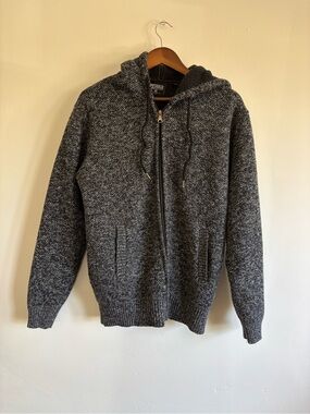 Men's Charcoal Zip-Up Hooded Sweater
